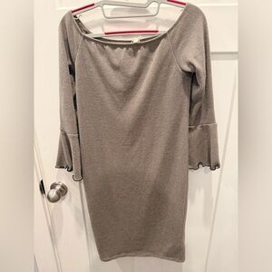 PinkBlush Taupe Knit Dress Stretch 3/4 Sleeve small